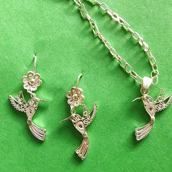 Filigree Necklace and Earrings, filigree 100% handmade silver 925. Filigrana. - Picture 3 of 9